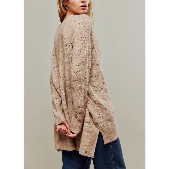 FREE PEOPLE Pointelle Ivory Pullover Oversized Sweater Size XS/S - Picture 9 of 11